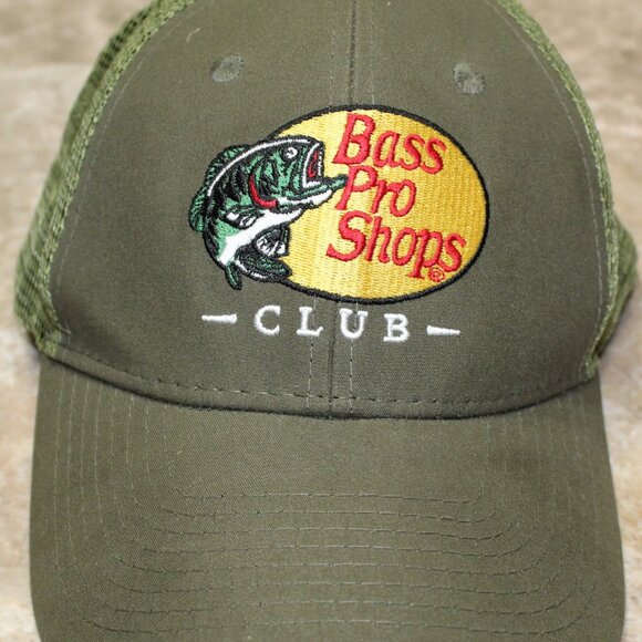 Bass Pro Shops Club Hat Snapback Trucker Olive Green Mesh Adjustable - Picture 4 of 8